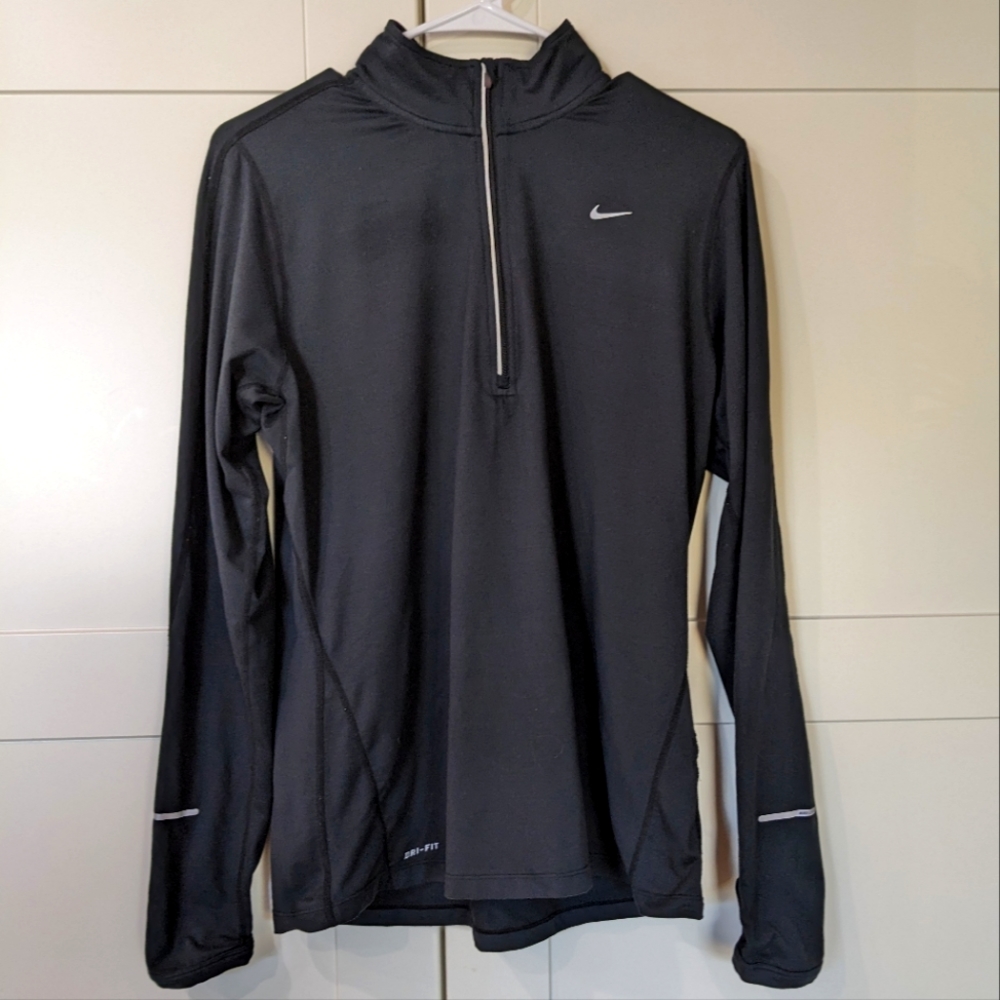 Nike Dri Fit Long sleeve running top with half zip and thumb holes